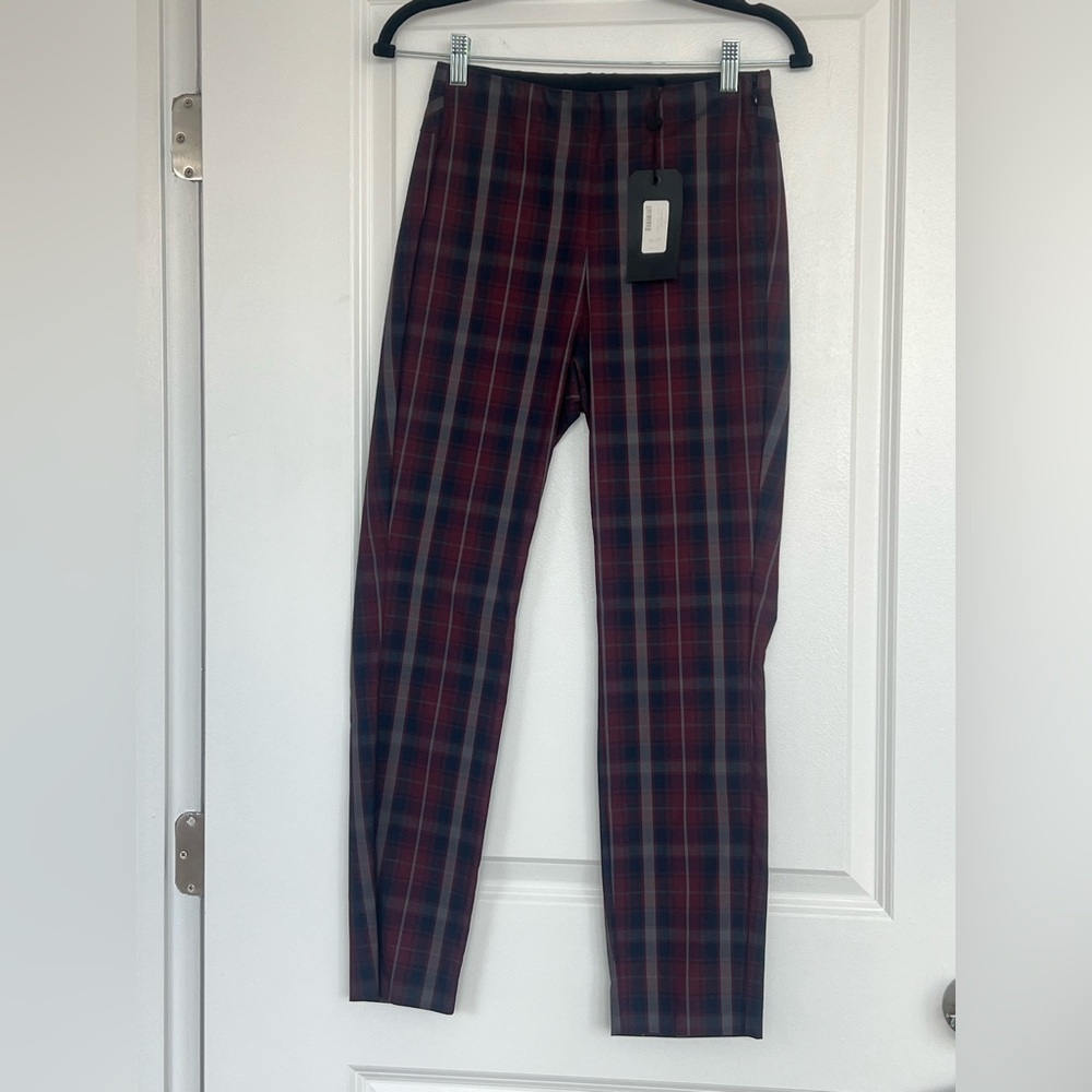 NWT sz 4 rag & bone Simone High Rise Cropped Pants - Burgundy & Navy - Picture 2 of 7